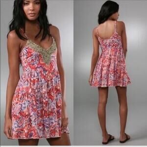 Vintage Y2K Free People Beaded Mini Dresswith pockets size XS